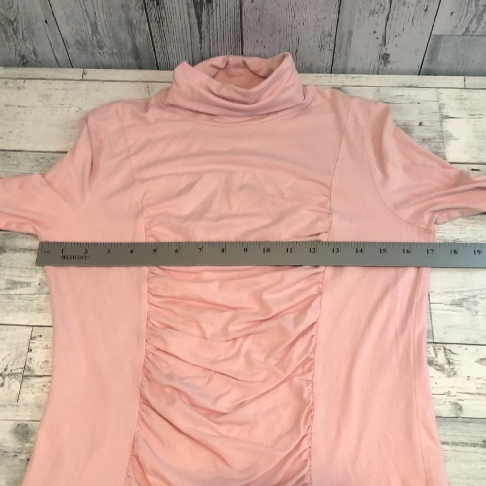 CAbi Pink Hanky Ruched Turtleneck Top Large